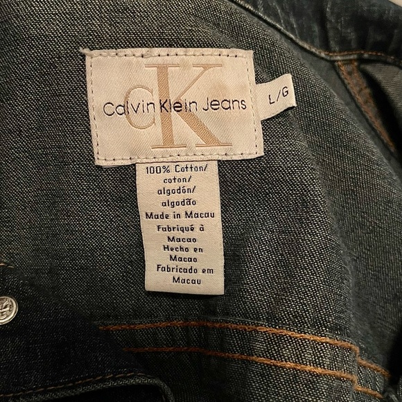 HP🎉 Calvin Klein Jeans Denim Long Sleeve Point Collar Trucker Jacket - Picture 6 of 6